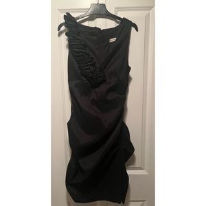 Black Cocktail Dress with Floral Collar